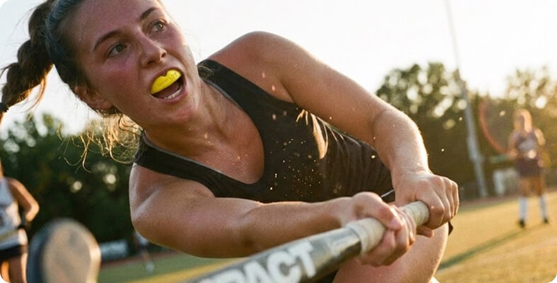Athlete competing while wearing an IMPACT gumshield